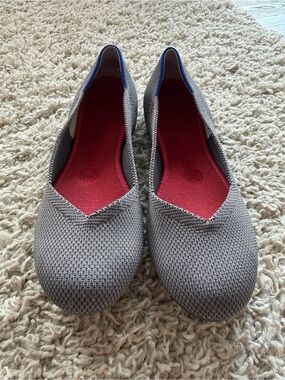 Rothy's Gray Knit Ballet Flats with Red Insole